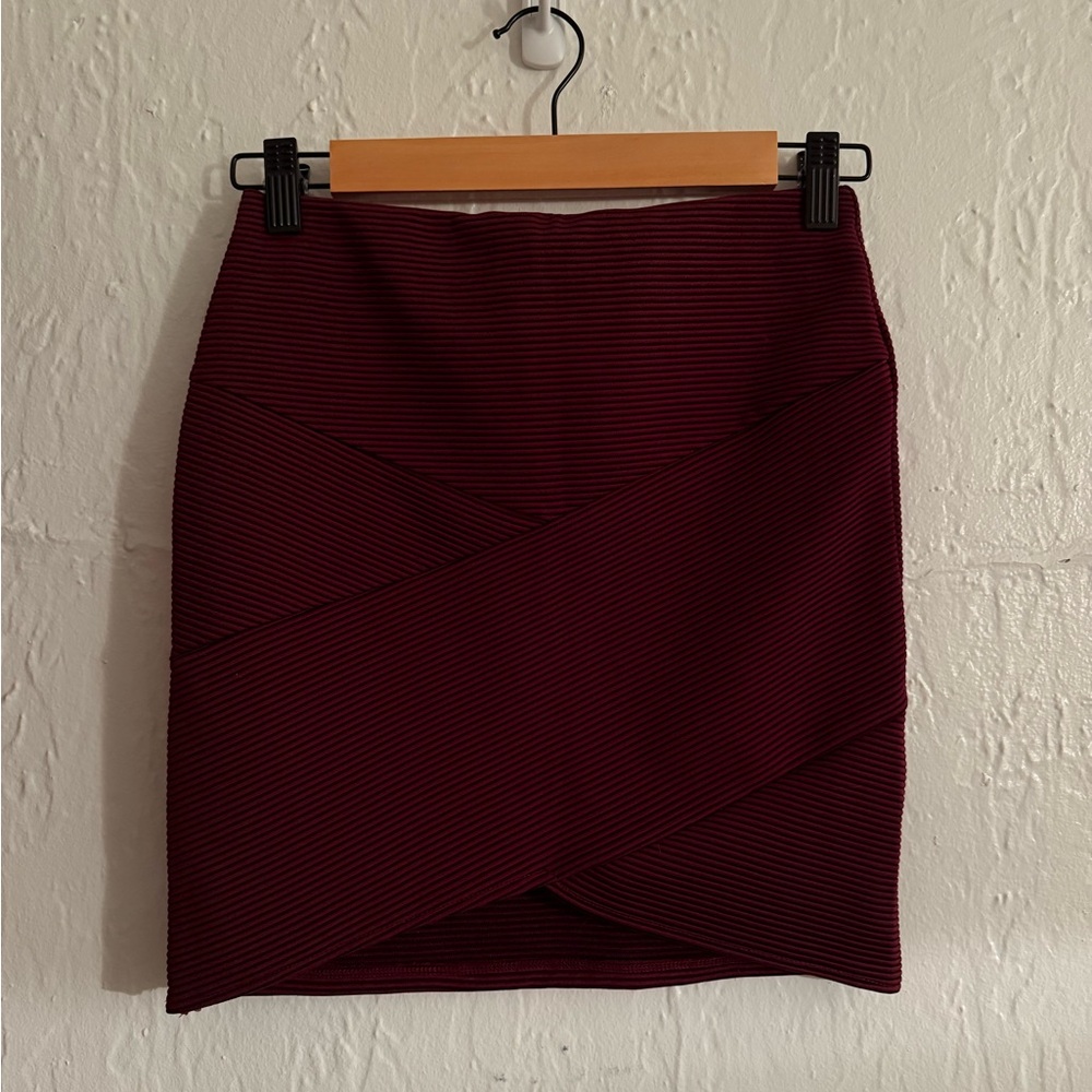 Forever 21 Burgundy Striped Mini Skirt